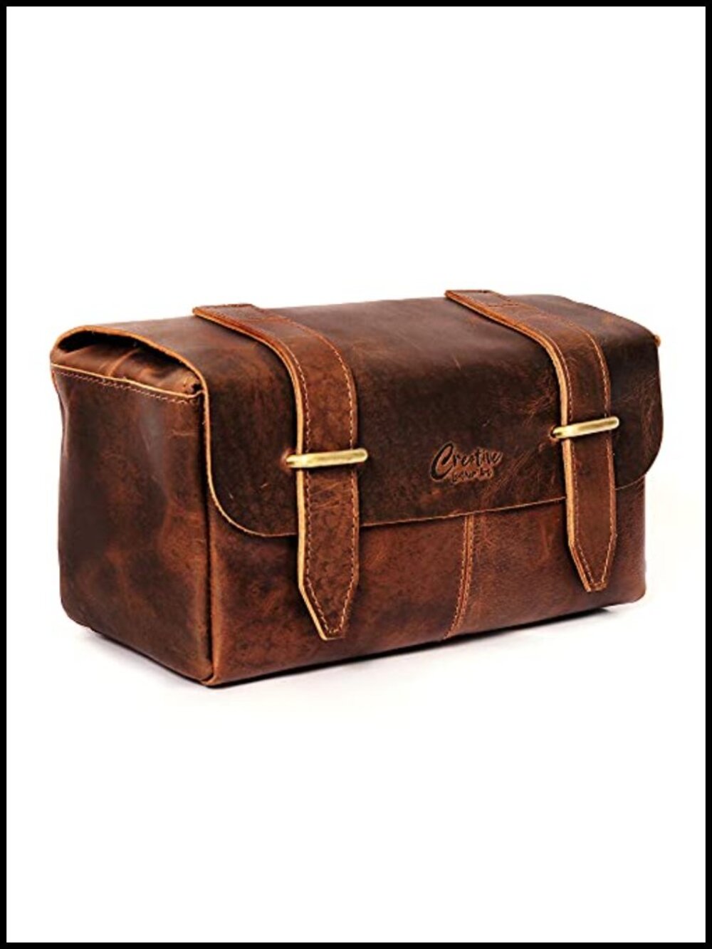 Genuine Leather Toiletry Bag Vintage Dopp Kit Travel Cosmetic Organizer